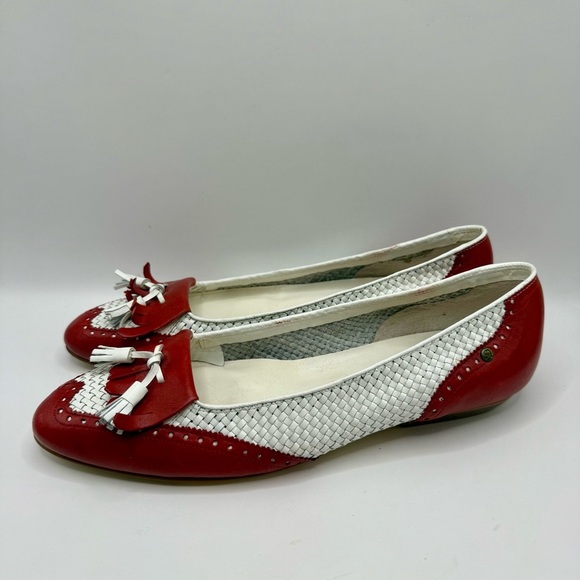 Etienne Aigner Shoes - Vintage 80’s Etienne Aigner Red & White Oxford Flat Classic Timeless Retro 8.5N